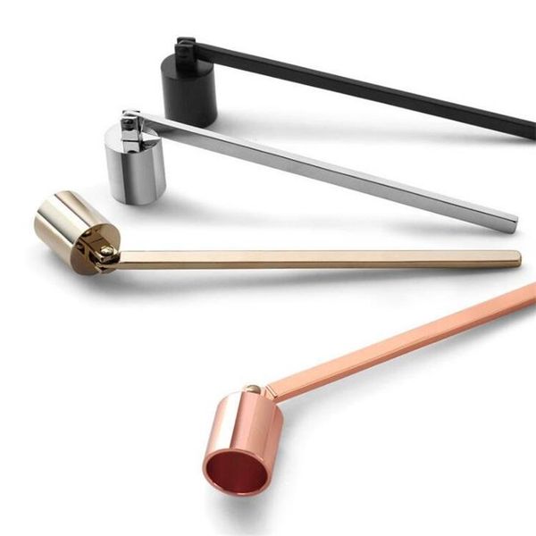 Stainless steel candle cover with wick trimmer for easy flame extinguishing and maintenance