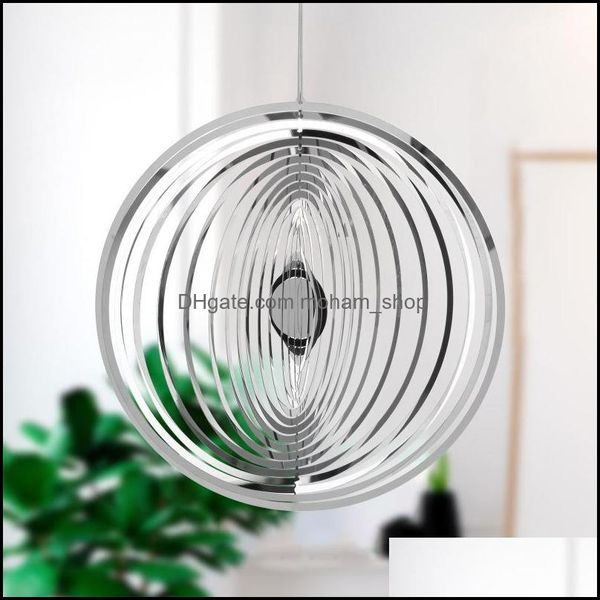Stainless steel heart-shaped 3D rotating wind chime for indoor and outdoor decor