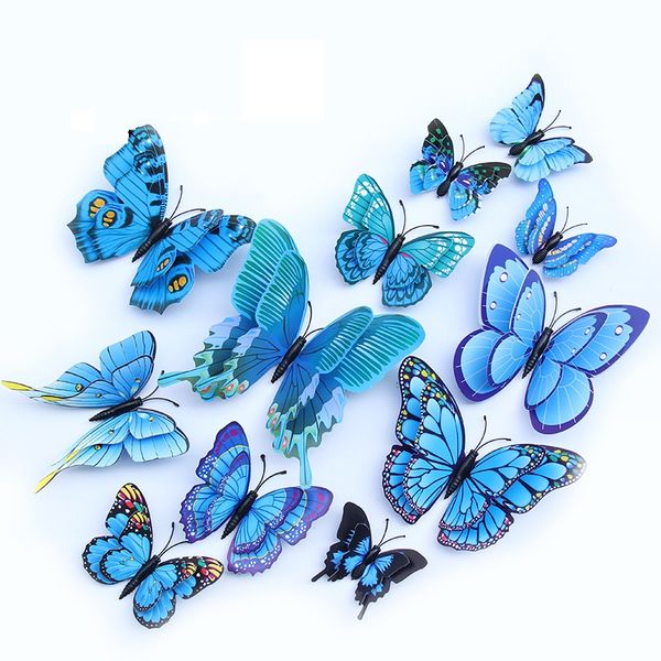 Stereo 3D butterfly fridge stickers - removable decorative set of 12 pieces
