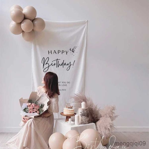 Tapestries Ins Korean Simple Tapestry Birthday Party Room Wall Background Hanging Cloth Background Wall Decoration Home Decor Photo Props R2