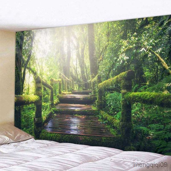 Tapestries Primitive Forest Wooden Printed Large Wall Tapestry Cheap Wall Hanging Wall Tapestries Wall Art R230710