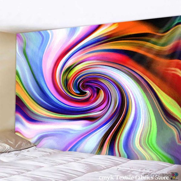 Tapestries Vortex Tapestry Wall Hanging Hippie Abstract Pattern Fantasy Magical Fractal Tapestry Home Furnishing R230815