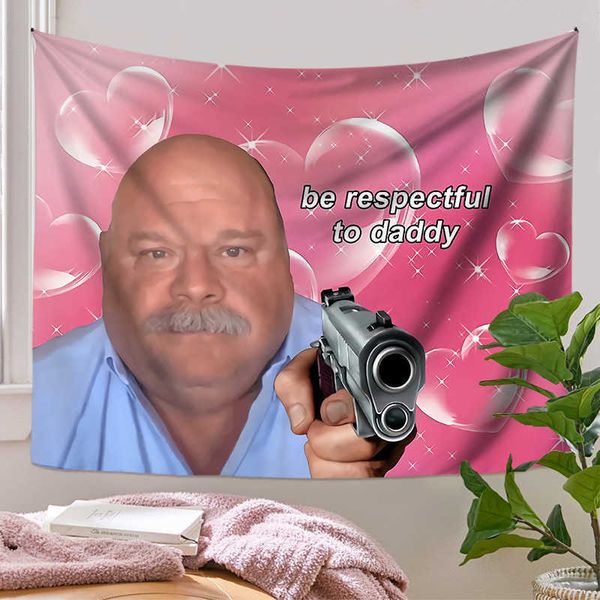 Tapestry featuring a humorous Bertram meme, perfect for aesthetic room decor, wall hangings, or cozy sofa blankets