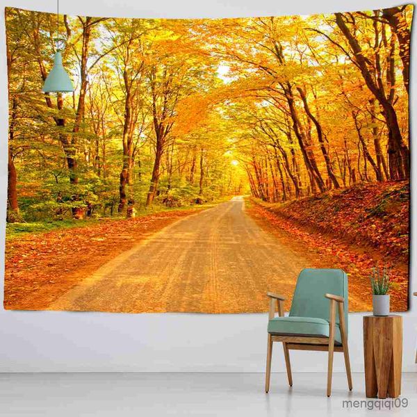 Tapestry featuring a paulownia and bamboo forest landscape for living room wall decor