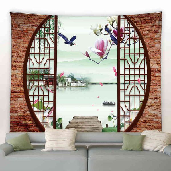 Tapestry Landscape Large Tapestry Chinese Style Beautiful Natural Bedroom Wall