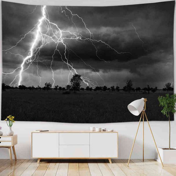 Tapestry Nature Landscape Carpet Wall Hanging Psychedelic Lighting Red Starry S