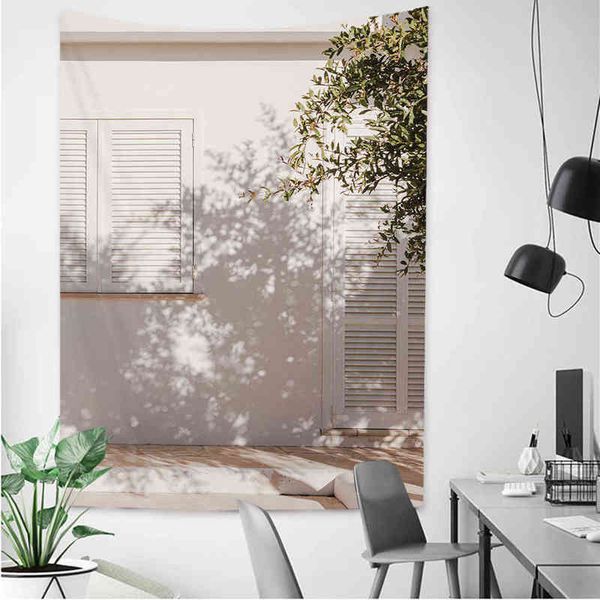 Tapestry Village White Wall Nature Landscape Carpet Boho Hanging Rural Tree Cac