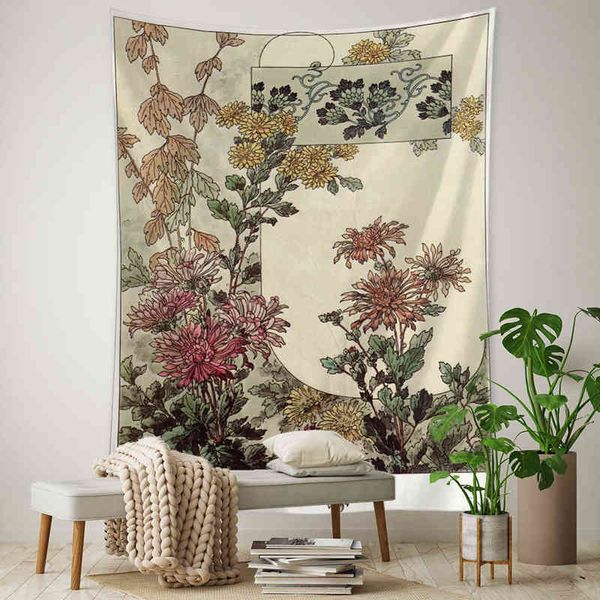 Tapestry Vintage Floral Mural Wall Hanging Tapestries Minimalist Art Bohemian P