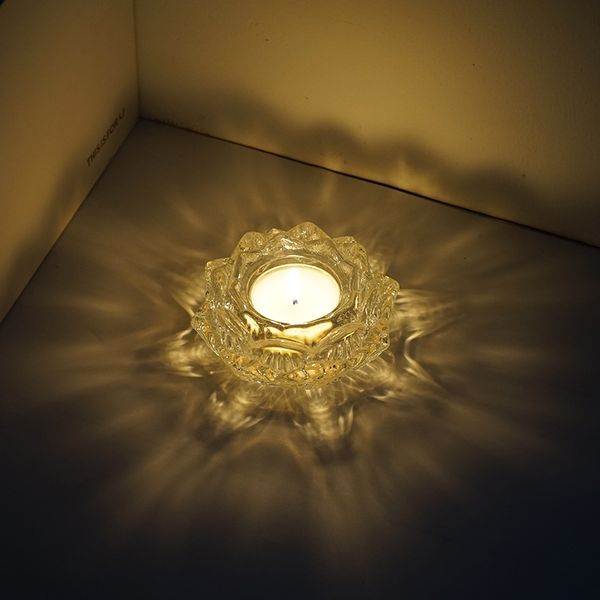 Tea Candle Glass Cup Light Shadow Romantic Candle Dinner Props Candle Holder Small Candle Cup Holiday Atmosphere Surrounding Arrangement