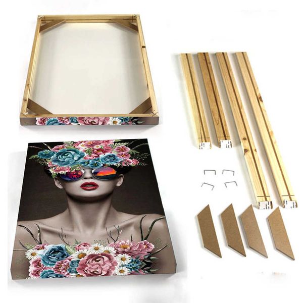 The wooden frame serves to create stretched canvas paintings displayed on murals, as well as standalone easels for posters and prints