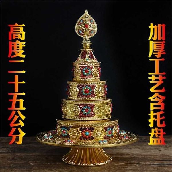 Tibetan-inspired room decor accessories featuring Feng Shui metal crafts and Zen garden figurines
