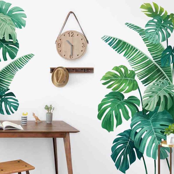 Tropical plant turtle leaf wall sticker featuring fresh beach palm designs for living room, kitchen, and home decor