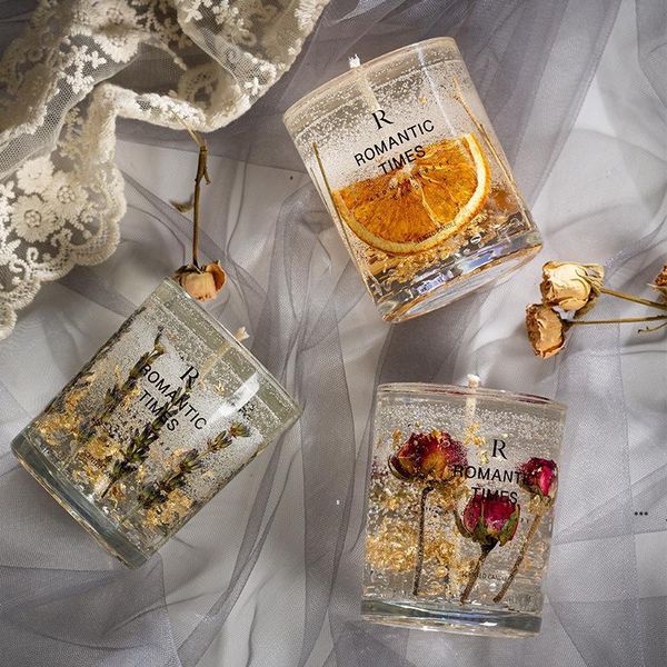 Valentine's Day Wedding Romantic Aromatherapy Candles in Clear Gel Wax for Home Decor, 6 Styles EWD5043