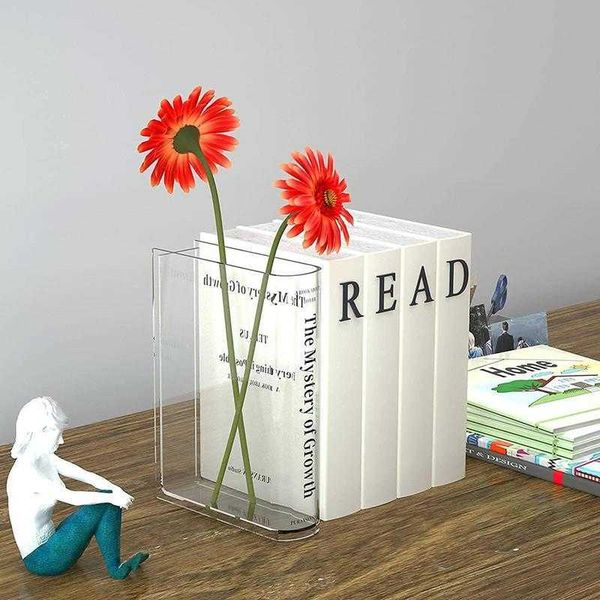 Vases Clear Book Flower Vase Acrylic Clear Book Vase For Flowers Cute Bookshelf Decor For Floral Arrangement Home Decorations Y23

Transparent acrylic book-shaped vase for floral displays, perfect ...
