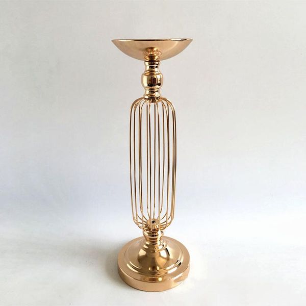 Vases for wedding table centerpieces and home decor, featuring gold and silver metal stands for flowers