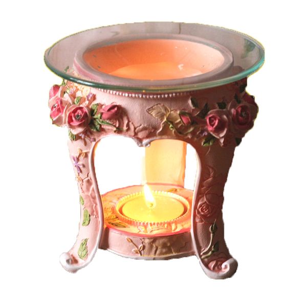 Vintage rose-scented candle holder for aromatherapy, home decor, and essential oil burning