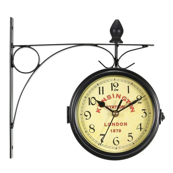 Vintage-style decorative metal wall clock with dual faces, perfect for Christmas decor