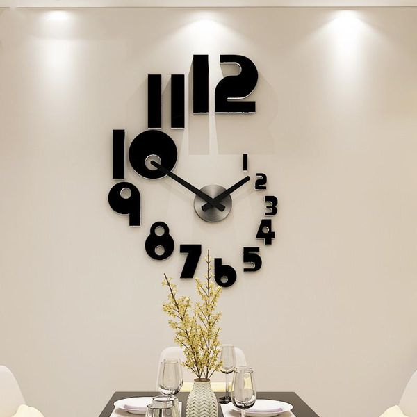 Wall Clocks Creative Numbers DIY Clock Watch Modern Design For Living Room Home Decor Acrylic Mirror Stickers