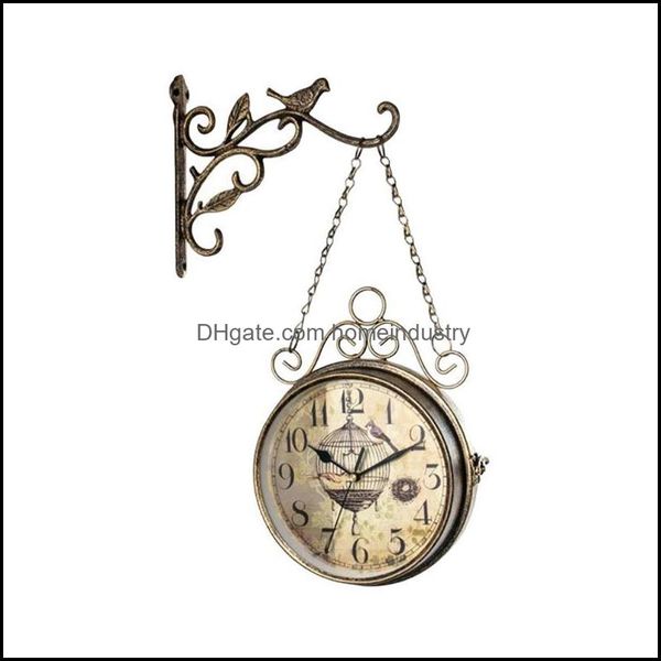 Wall Clocks for PC - Vintage Double-Side Hanging Design, Durable and Practical for Home Decor, Fast Delivery 2021