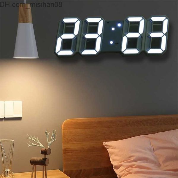 Wall Clocks HOOQICT 3D LED Digital USB Large Wall Clock Modern Design Home Living Room Decor Date Temperature Calendar Alarm Table Clock Z23