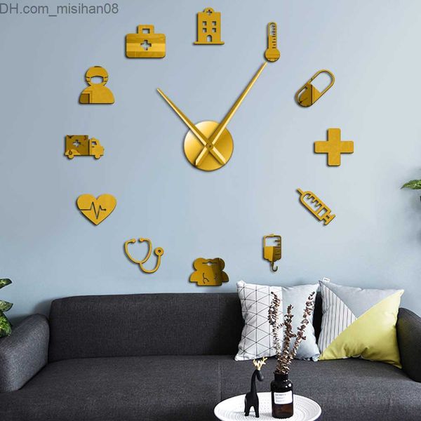 Wall Clocks Medicine Health Care Ambulance Medical Tools Large DIY Wall Clock Acrylic Mirror Effect Wall Stickers Hospital Clinic Decor Watch