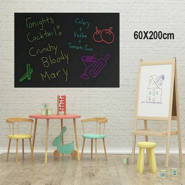 Wall decals for kids' rooms featuring blackboard-style vinyl stickers, 60x200cm chalkboard drawing surface for children