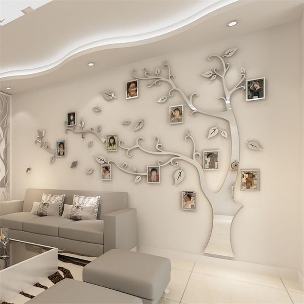Wall stickers for DIY tree photo frames, mirror decals, and home decor in living rooms, bedrooms, or as TV background wall art