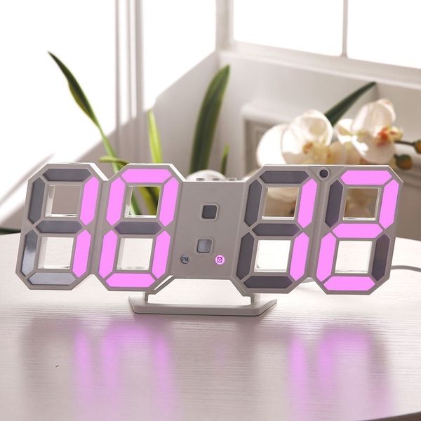 Wall-mounted digital alarm clock with LED display, featuring calendar, thermometer, and electronic functions for room or office decor
