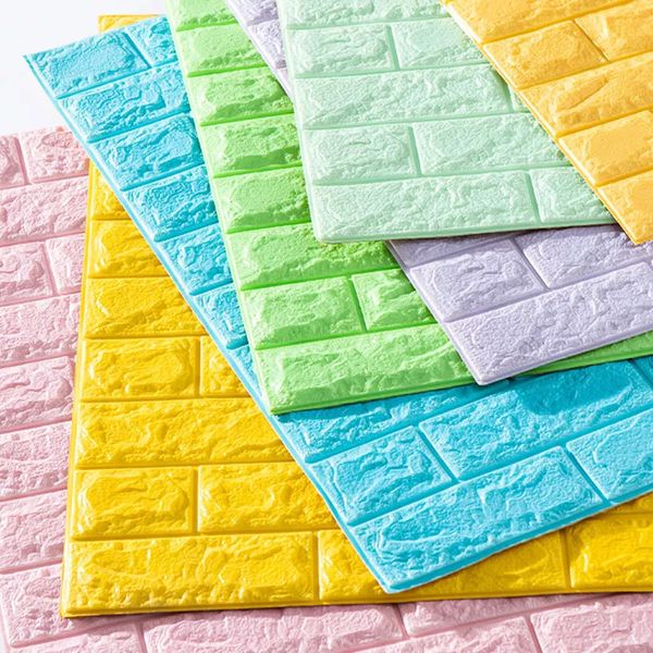 Wallpapers Five Colors 12PCS Self Adhesive Foam Wallpaper 3D Brick Wall Panel Living Room Stickers Home Decor Bedroom Papers 220927