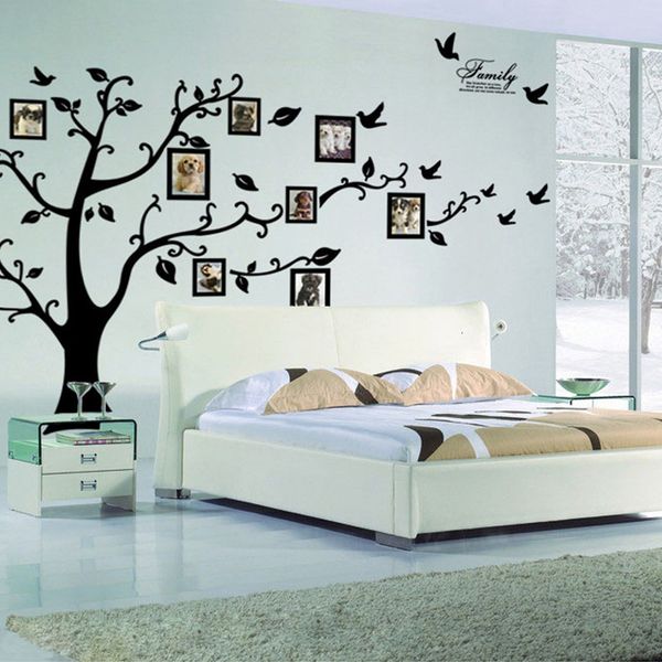 Wallpapers Large 250x180cm/99x71in Black 3D DIY Tree PVC Wall Decals - Self-Adhesive Family Wall Stickers Mural Art for Home Decor with Free Shipping