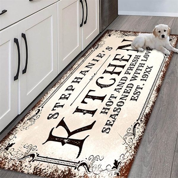 Washable kitchen floor mat with 3D design, perfect for bedrooms and bathrooms