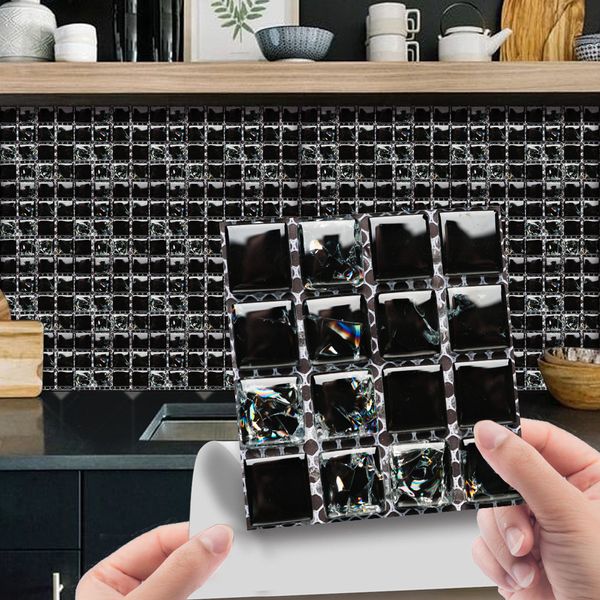 Waterproof 3D mosaic tile stickers for kitchen and bathroom wall decoration