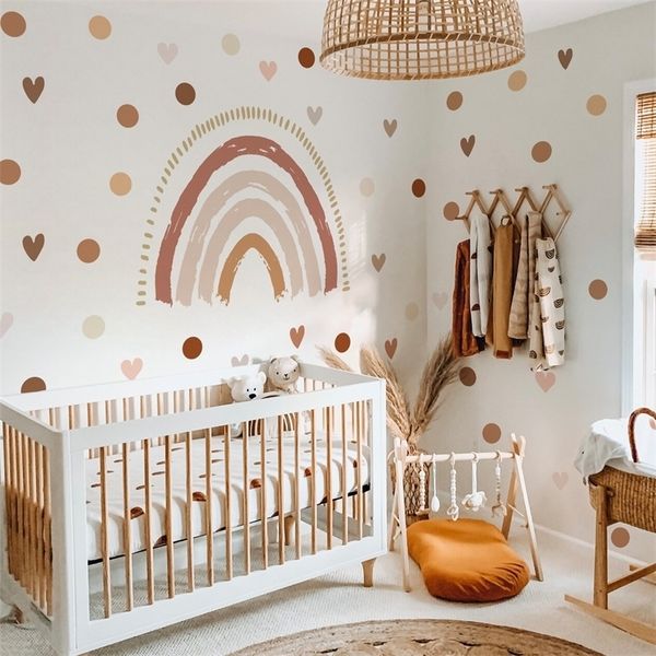 Waterproof boho rainbow wall decals for kids' rooms and nurseries, perfect for home decor