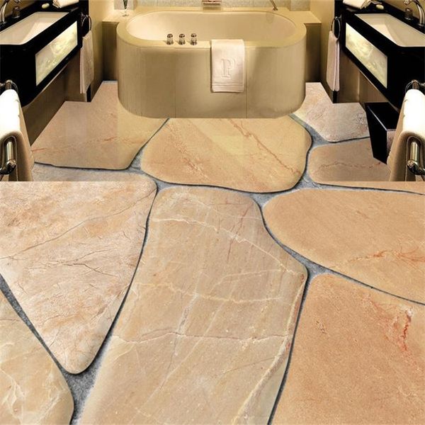 Waterproof self-adhesive 3D cobblestone floor tiles for murals and wall paintings