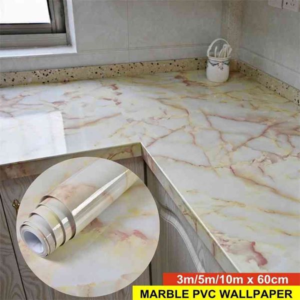 Waterproof self-adhesive PVC marble film for kitchen, bathroom, and countertop surfaces