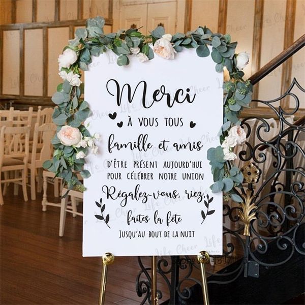 Wedding vinyl decals expressing gratitude to loved ones with dance floor party signs and mirror wall stickers