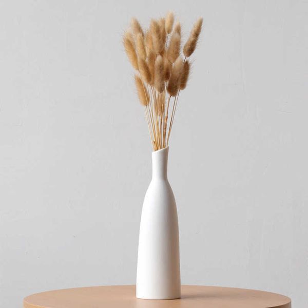White ceramic vase for modern home decor, perfect as a floral container or wedding centerpiece, 22cm height
