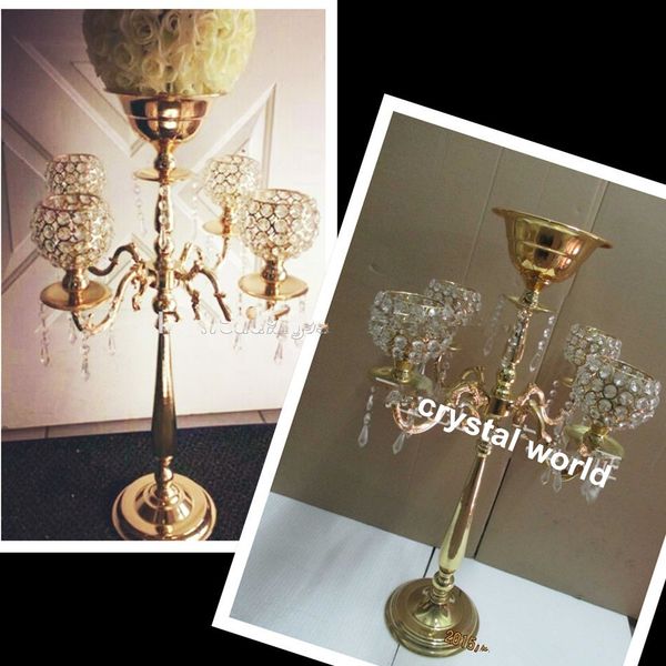 Wholesale 5-arm crystal candelabras for elegant wedding decorations