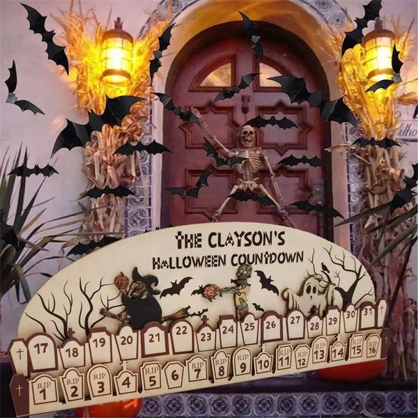 Wooden Halloween Advent Calendar for Festive Home Decor and Crafts