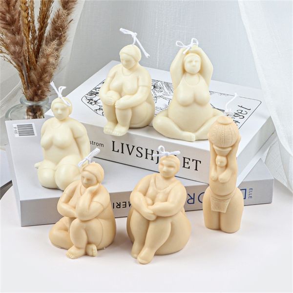 Yoga-inspired silicone mold for crafting human body art, home decor, and plump female-shaped soy wax candles or soap molds